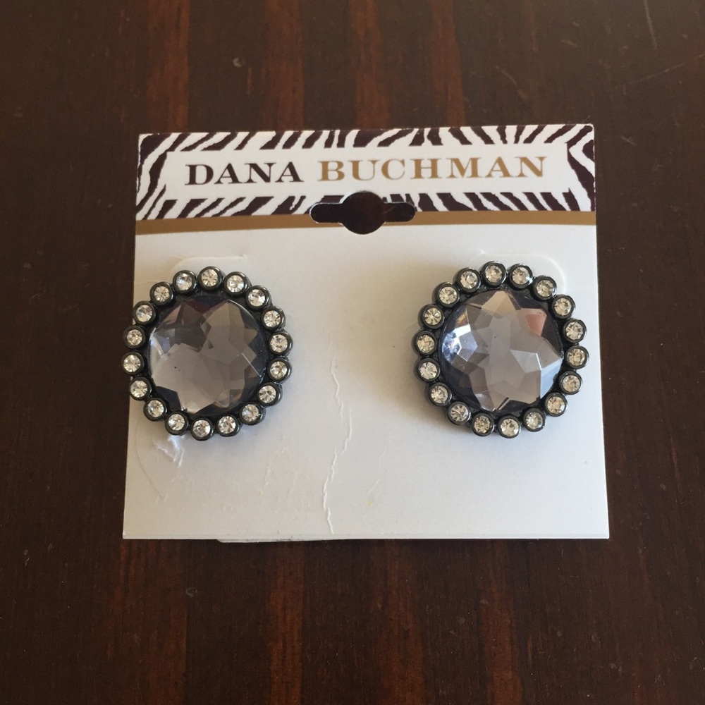 2/$12 Dana Buchman Gray Crystal Post Back Earrings